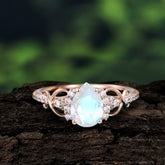 Classic Pear Shaped Natural Moonstone Engagement Ring/Promise Ring